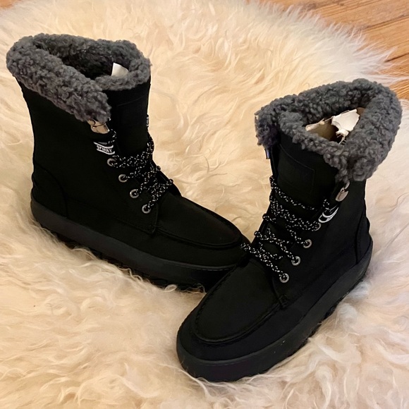 Sperry Black Winter Lace up Black comfortable ankle boots size 5,5 - Picture 3 of 14